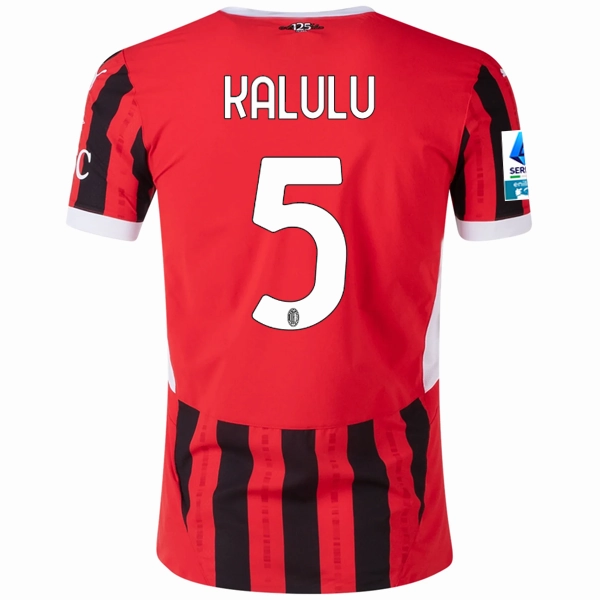 Puma AC Milan Authentic Pierre Kalulu Home Jersey w/ Serie A Patch 24/25 (Puma Red/Puma Black) Strong Lines Modular Panel Layouts