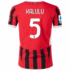 Breathable Base Flexible Motion Puma AC Milan Authentic Pierre Kalulu Home Jersey w/ Serie A Patch 24/25 (Puma Red/Puma Black)
