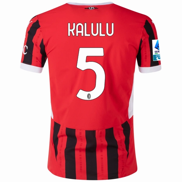 Breathable Base Flexible Motion Puma AC Milan Authentic Pierre Kalulu Home Jersey w/ Serie A Patch 24/25 (Puma Red/Puma Black)