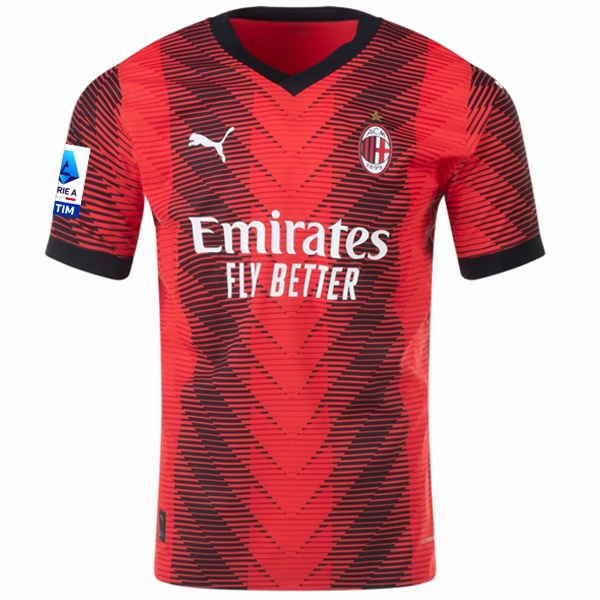 Thermal Regulation System Sporty Performance Puma AC Milan Authentic Rafael Le?o Home Jersey w/ Serie A Patch 23/24 (Red/Puma Black)