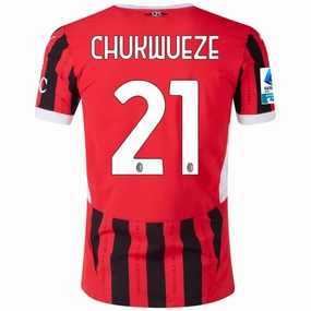 Eco Friendly Fabric Blends Puma AC Milan Authentic Samuel Chukwueze Home Jersey w/ Serie A Patch 24/25 (Puma Red/Puma Black)