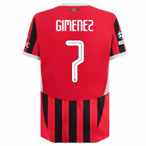Puma AC Milan Authentic Santi Gimenez Home Jersey w/ Champions League Patches 24/25 (Puma Red/Puma Black) Layered Look Design