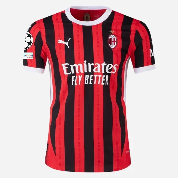 Puma AC Milan Authentic Santi Gimenez Home Jersey w/ Champions League Patches 24/25 (Puma Red/Puma Black) Soft Surface