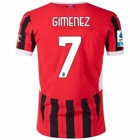 Ultra light Puma AC Milan Authentic Santi Gimenez Home Jersey w/ Serie A Patch 24/25 (Puma Red/Puma Black)