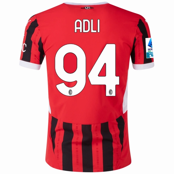 Quick Touch Tactile Surface Weave Puma AC Milan Authentic Yacine Adli Home Jersey w/ Serie A Patch 24/25 (Puma Red/Puma Black)