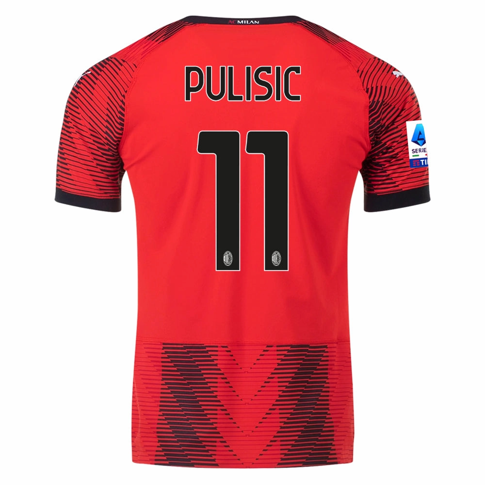 Puma AC Milan Christian Pulisic Authentic Home Jersey w/ Serie A Patch 23/24 (Red/Puma Black) Motion Design