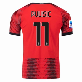 Puma AC Milan Christian Pulisic Authentic Home Jersey w/ Serie A Patch 23/24 (Red/Puma Black) Motion Design