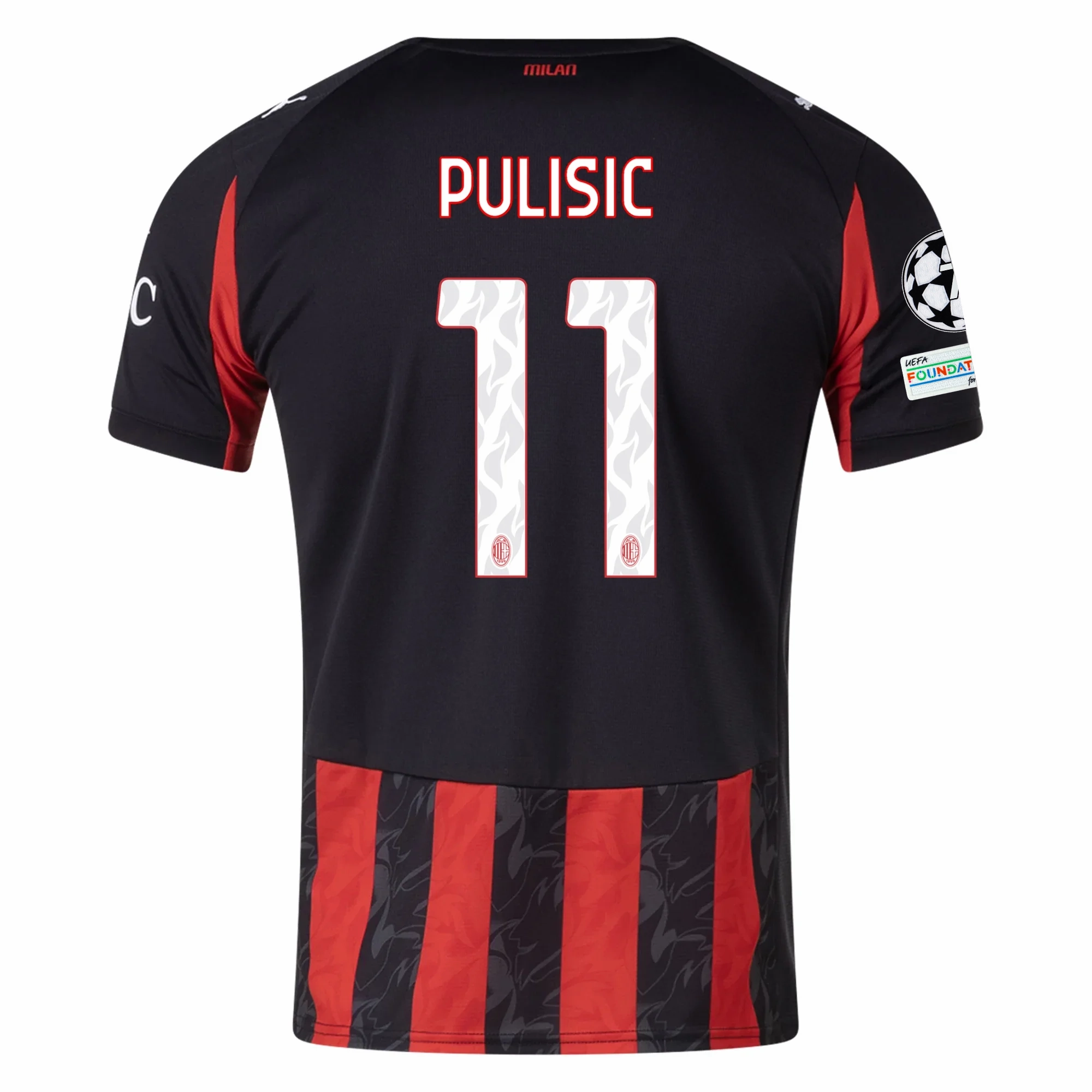 Training Fit Energy Comfort Puma AC Milan Christian Pulisic Home Jersey w/ Champions League Patches 25/26 (Red/Black)