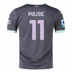 Non Chafe Stitching Puma AC Milan Christian Pulisic Third Jersey w/ Serie A Patch 24/25 (Shadow Gray/Fresh Mint)