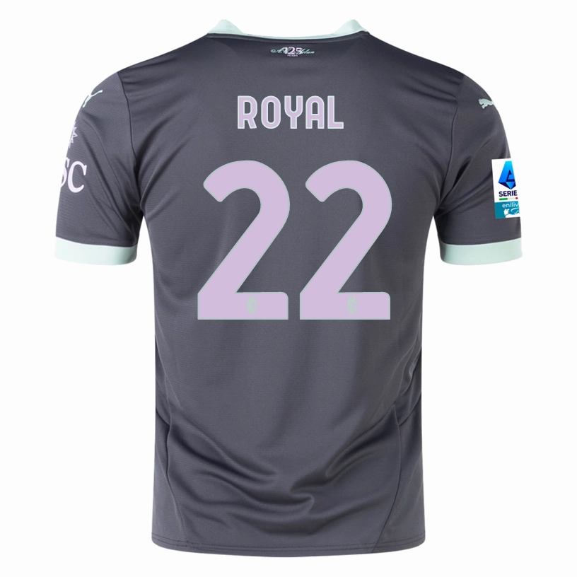 Flexible Neck Opening No Boundaries Puma AC Milan Emerson Royal Third Jersey w/ Serie A Patch 24/25 (Shadow Gray/Fresh Mint)