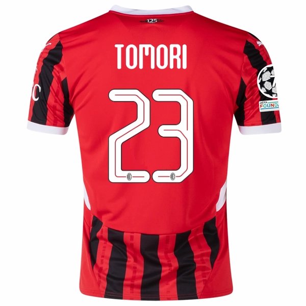 Puma AC Milan Fikayo Tomori Home Jersey w/ Champions League Patches 24/25 (Puma Red/Puma Black) Quick Touch Non Chafe Edging
