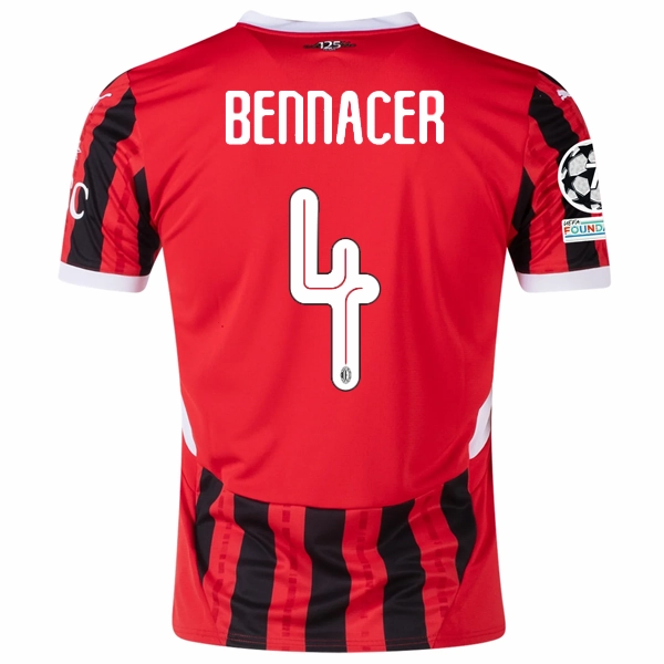 Puma AC Milan Isma?l Bennacer Home Jersey w/ Champions League Patches 24/25 (Puma Red/Puma Black) Seamless construction Cool Wear