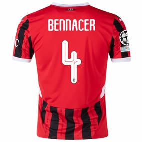 Non Restrictive Cuffing Multi Directional Breathability Puma AC Milan Isma?l Bennacer Home Jersey w/ Champions League Patches 24/25 (Puma Red/Puma Black)