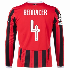 Fresh Comfort Match Look Puma AC Milan Isma?l Bennacer Home Long Sleeve Jersey w/ Champions League Patches 24/25 (Red/Black)
