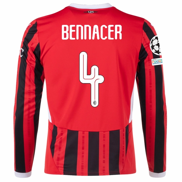 Fresh Comfort Match Look Puma AC Milan Isma?l Bennacer Home Long Sleeve Jersey w/ Champions League Patches 24/25 (Red/Black)