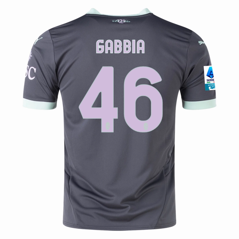Puma AC Milan Matteo Gabbia Third Jersey w/ Serie A Patch 24/25 (Shadow Gray/Fresh Mint) Move Fast