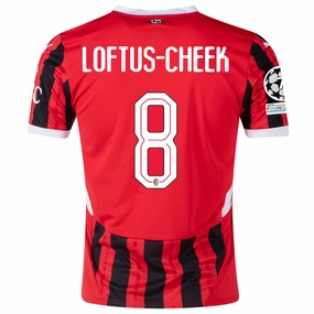 Frictionless Inner Layer Airflow Channel System Puma AC Milan Ruben Loftus-Cheek Home Jersey w/ Champions League Patches 24/25 (Puma Red/Puma Black)