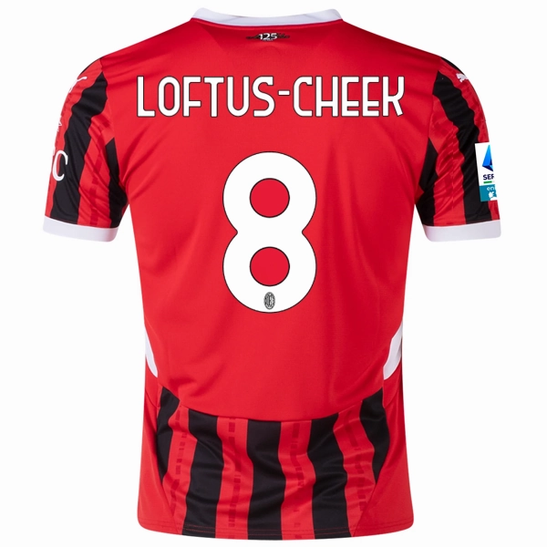 tech fabric Brushed Inner Lining Puma AC Milan Ruben Loftus-Cheek Home Jersey w/ Serie A Patch 24/25 (Puma Red/Puma Black)