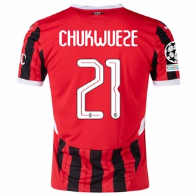 Odor Control Technology Puma AC Milan Samuel Chukwueze Home Jersey w/ Champions League Patches 24/25 (Puma Red/Puma Black)