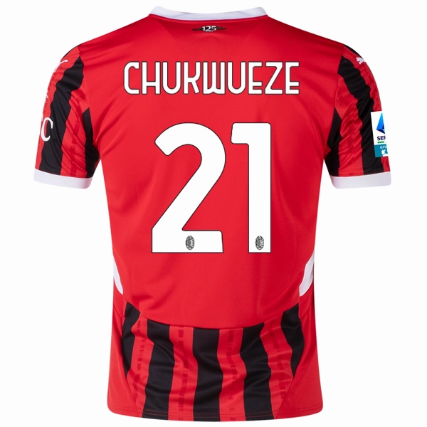 High Compression Knit Puma AC Milan Samuel Chukwueze Home Jersey w/ Serie A Patch 24/25 (Puma Red/Puma Black)