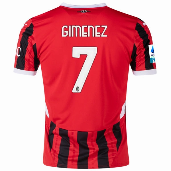 Puma AC Milan Santi Gimenez Home Jersey w/ Serie A Patch 24/25 (Puma Red/Puma Black) Compression Fit Technology Quick Pullover Design