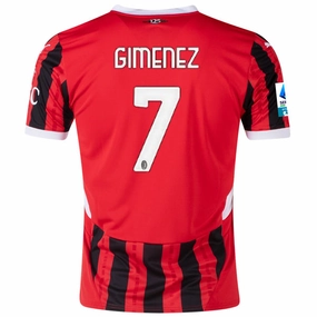 Puma AC Milan Santi Gimenez Home Jersey w/ Serie A Patch 24/25 (Puma Red/Puma Black) Compression Fit Technology Quick Pullover Design