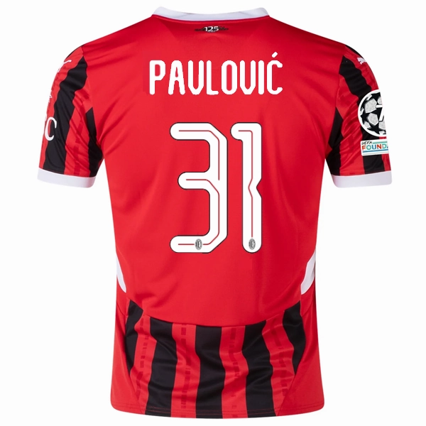 Comfort Driven Puma AC Milan Strahinja Pavlovi? Home Jersey w/ Champions League Patches 24/25 (Puma Red/Puma Black)