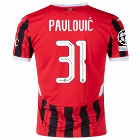 Casual Movement Puma AC Milan Strahinja Pavlovi? Home Jersey w/ Champions League Patches 24/25 (Puma Red/Puma Black)
