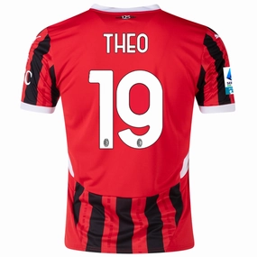 Multi Directional Stretch Athletic Outfit Puma AC Milan Theo Hernandez Home Jersey w/ Serie A Patch 24/25 (Puma Red/Puma Black)