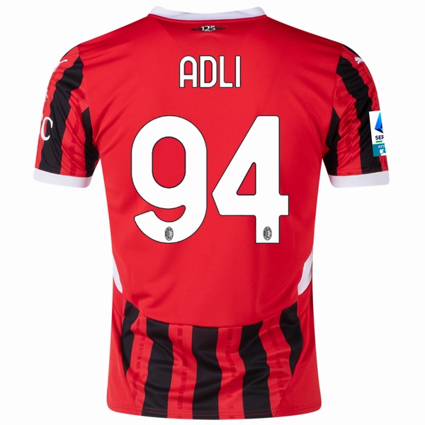 Unisex style Puma AC Milan Yacine Adli Home Jersey w/ Serie A Patch 24/25 (Puma Red/Puma Black)