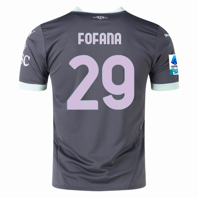 Muscle Fit Non Restrictive Cuffing Puma AC Milan Youssouf Fofana Third Jersey w/ Serie A Patch 24/25 (Shadow Gray/Fresh Mint)
