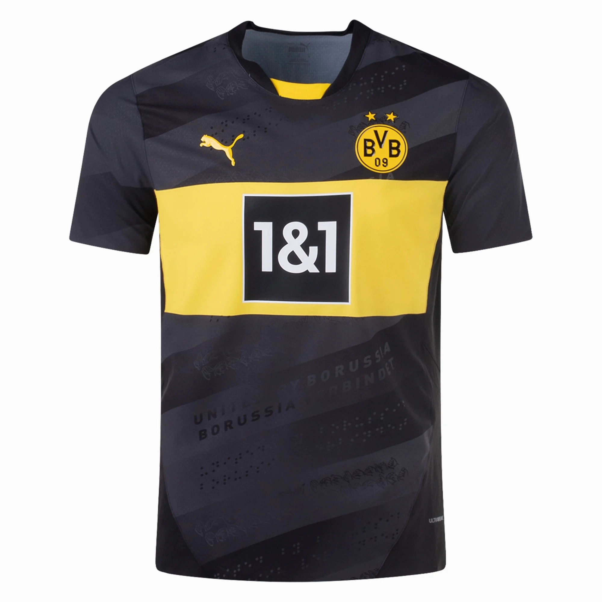 Puma Borussia Dortmund Authentic Away Jersey 24/25 (Puma Black/Faster Yellow) Bonded Seamless
