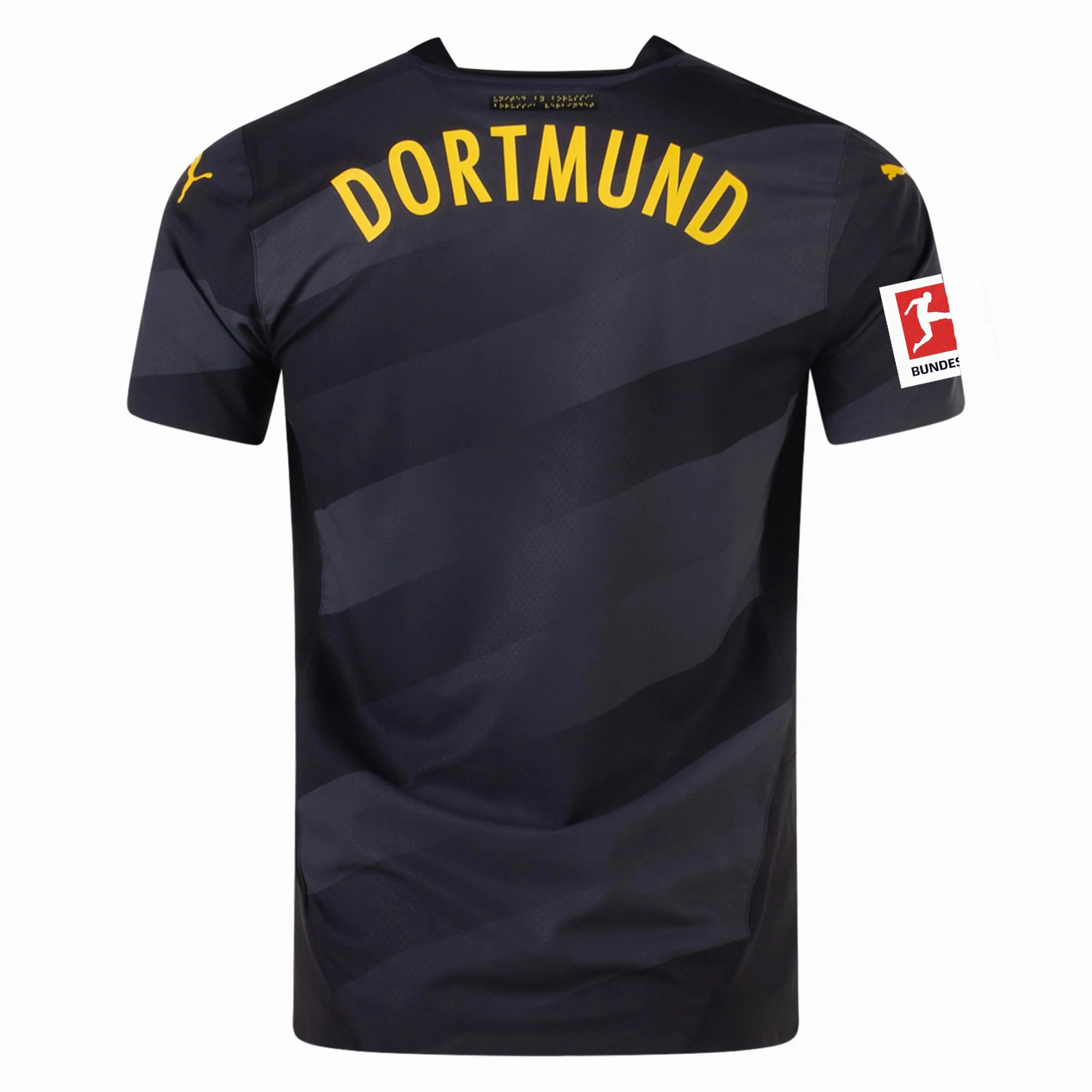Puma Borussia Dortmund Authentic Away Jersey w/ Bundesliga Patch 24/25 (Puma Black/Faster Yellow) Tagless Neckline