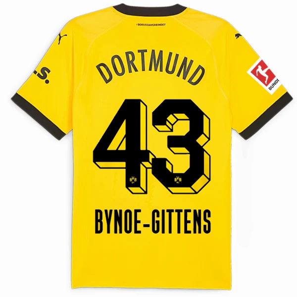 Breathable Back Ventilation Puma Borussia Dortmund Authentic Bynoe-Gittens Home Jersey w/ Bundesliga Patch 23/24 (Cyber Yellow/Puma Black)