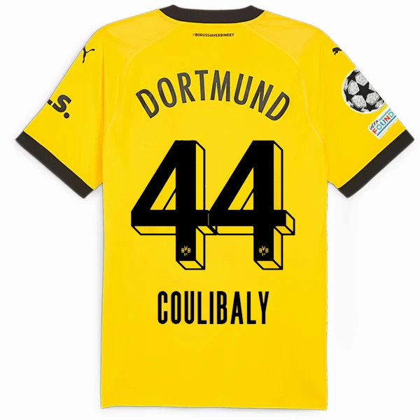 Roll Up Cuff System Puma Borussia Dortmund Authentic Coulibaly Home Jersey w/ Champions League Patches 23/24 (Cyber Yellow/Puma Black)