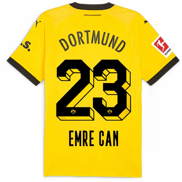 Puma Borussia Dortmund Authentic Gittens Home Jersey w/ Bundesliga Patch 23/24 (Cyber Yellow/Puma Black) Slim Profile Outdoor Performance