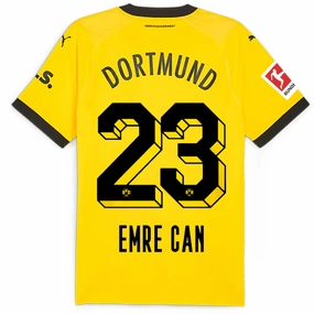 Puma Borussia Dortmund Authentic Gittens Home Jersey w/ Bundesliga Patch 23/24 (Cyber Yellow/Puma Black) Breathable Gear