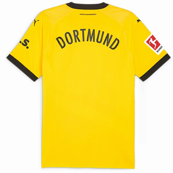 Puma Borussia Dortmund Authentic Home Jersey w/ Bundesliga Patch 23/24 (Cyber Yellow/Puma Black) Stretchable Armholes UV Protection