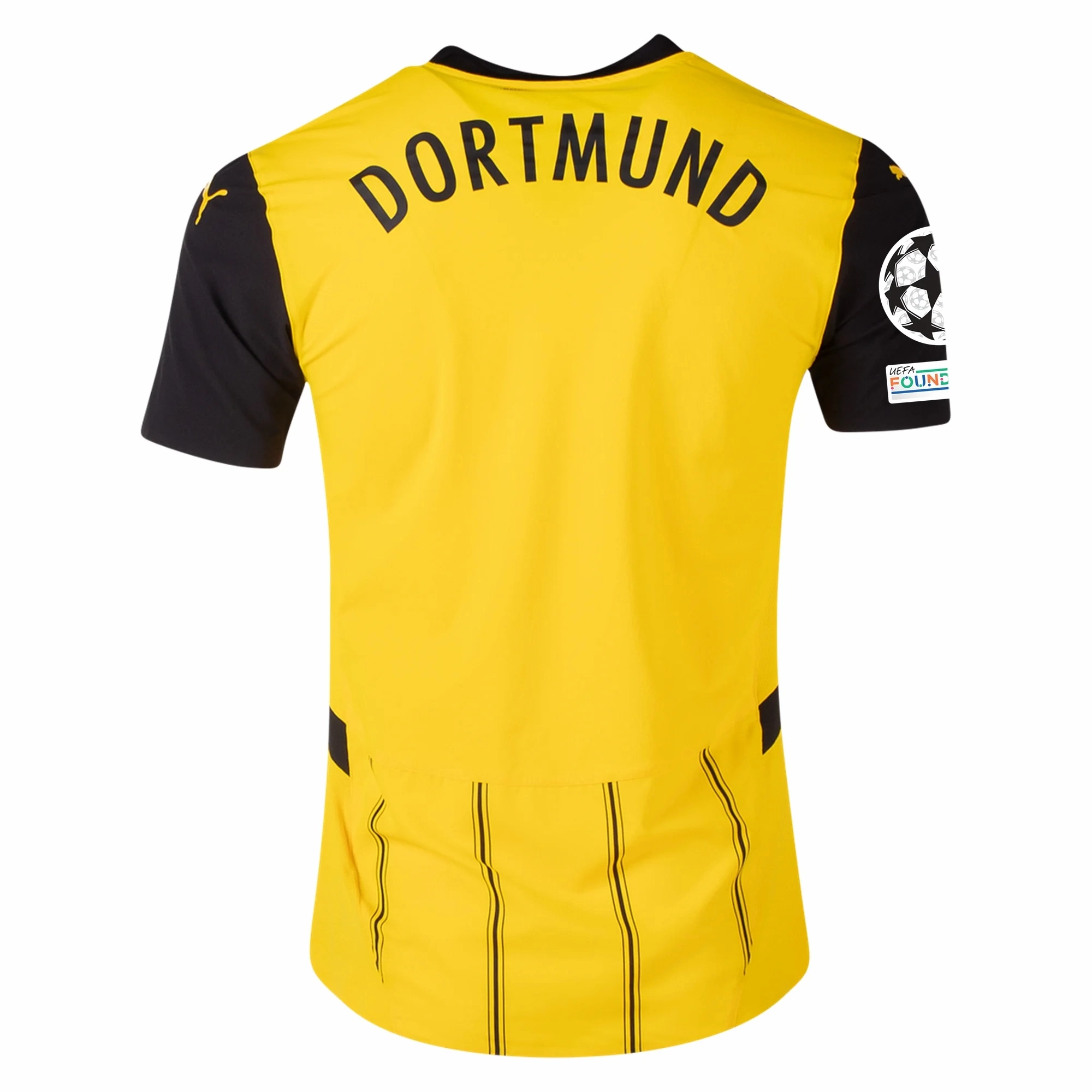 Relaxed Fit Ultimate Comfort Lining Puma Borussia Dortmund Authentic Home Jersey w/ Champions League Patches 24/25 (Faster Yellow/Puma Black)