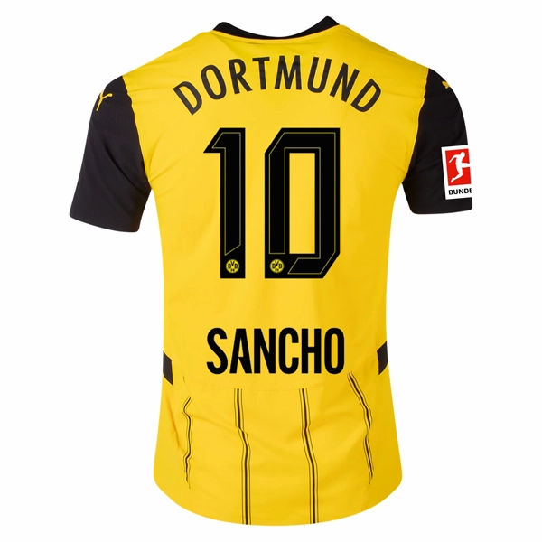 Puma Borussia Dortmund Authentic Jadon Sancho Home Jersey w/ Bundesliga Patch 24/25 (Faster Yellow/Puma Black) Urban Comfort