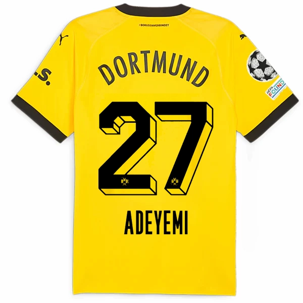 Anti Pilling Construction weekend run Puma Borussia Dortmund Authentic Karim Adeyemi Home Jersey w/ Champions League Patches 23/24 (Cyber Yellow/Puma Black)