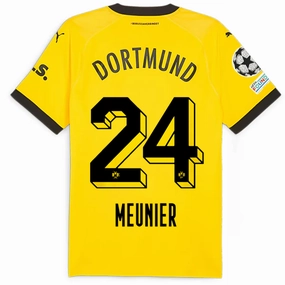 Puma Borussia Dortmund Authentic Meunier Home Jersey w/ Champions League Patches 23/24 (Cyber Yellow/Puma Black) Motion Boost