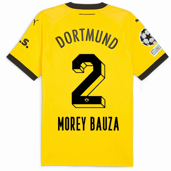 Urban Street Puma Borussia Dortmund Authentic Morey Bauza Home Jersey w/ Champions League Patches 23/24 (Cyber Yellow/Puma Black)