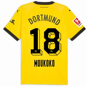 Puma Borussia Dortmund Authentic Muokoko Home Jersey w/ Bundesliga Patch 23/24 (Cyber Yellow/Puma Black) Versatile Fit