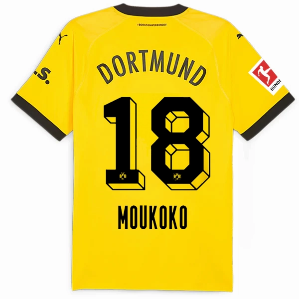 Puma Borussia Dortmund Authentic Muokoko Home Jersey w/ Bundesliga Patch 23/24 (Cyber Yellow/Puma Black) Versatile Fit