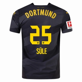 Puma Borussia Dortmund Authentic Niklas S??le Away Jersey w/ Bundesliga Patch 24/25 (Puma Black/Faster Yellow) Essential Fit