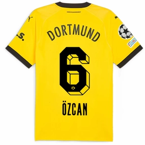 Bonded Armhole Puma Borussia Dortmund Authentic Ozcan Home Jersey w/ Champions League Patches 23/24 (Cyber Yellow/Puma Black)