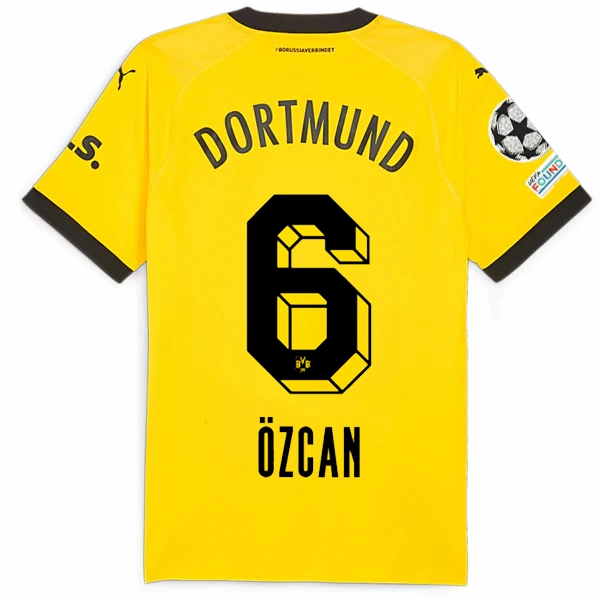 Bonded Armhole Puma Borussia Dortmund Authentic Ozcan Home Jersey w/ Champions League Patches 23/24 (Cyber Yellow/Puma Black)
