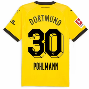 Reinforced Hem Structure Street Fashion Puma Borussia Dortmund Authentic Pohlmann Home Jersey w/ Bundesliga Patch 23/24 (Cyber Yellow/Puma Black)
