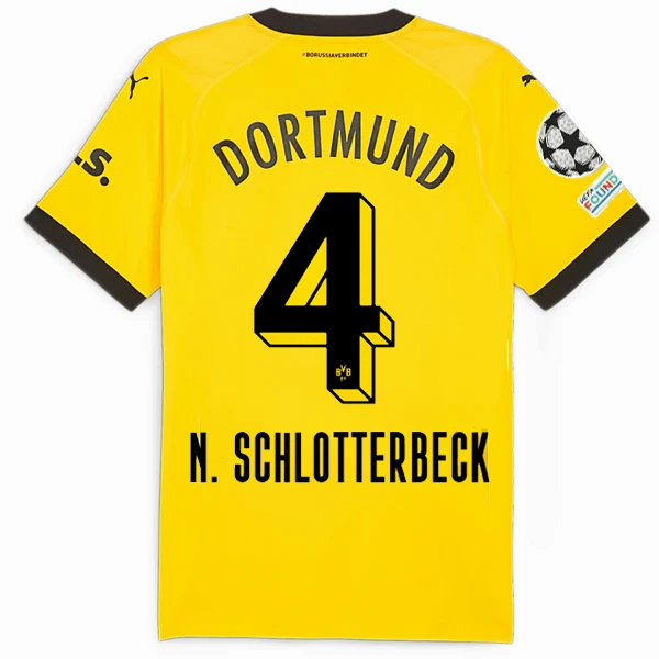 Wrinkle Free Travel Fabric Move Enhanced Puma Borussia Dortmund Authentic Schlotterback Home Jersey w/ Champions League Patches 23/24 (Cyber Yellow/Puma Black)